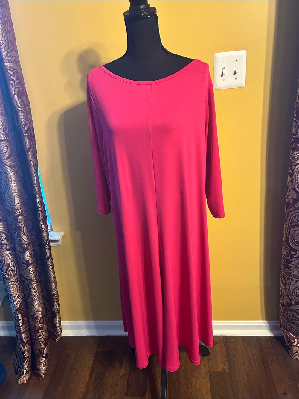 Roaman's Hot Pink Scoop Neck Midi Dress (18/20)